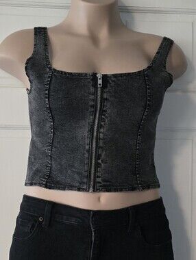 SHEIN acid wash corset-style crop top